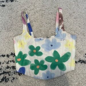 With Jean flower corset top